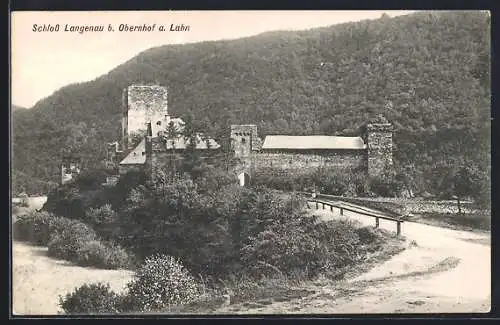 AK Obernhof a. Lahn, Schloss Langenau mit Strasse