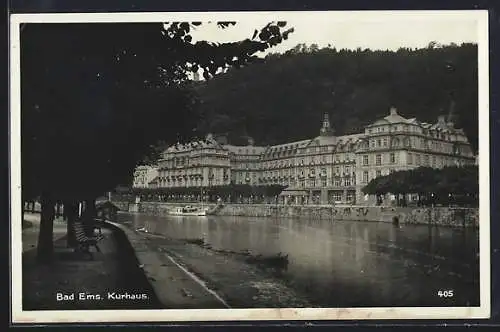 AK Bad Ems, Kurhaus mit Uferpromenade