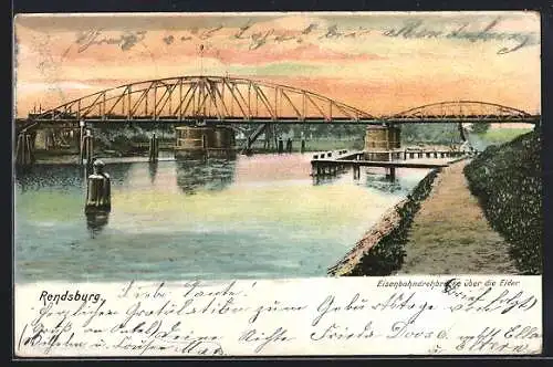 AK Rendsburg, Eisenbahndrehbrücke über die Eider