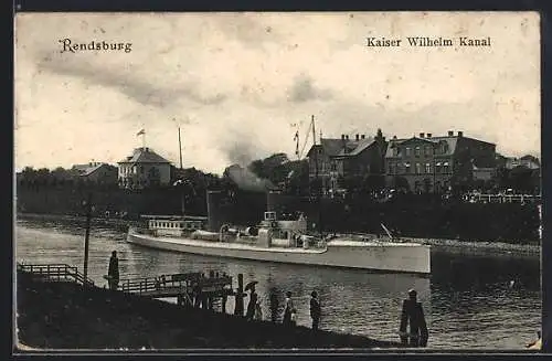 AK Rendsburg, Schiff auf dem Kaiser Wilhelm Kanal