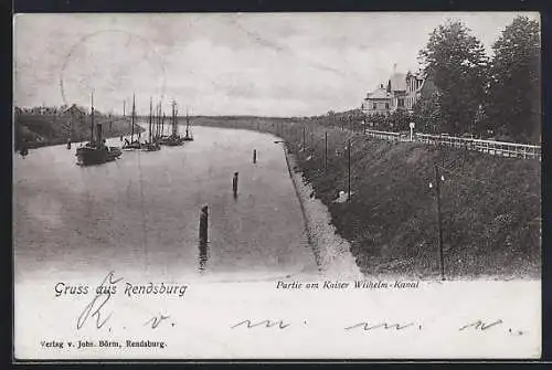 AK Rendsburg, Partie am Kaiser Wilhelm-Kanal