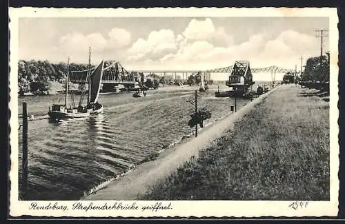 AK Rendsburg, Geöffnete Strassendrehbrücke