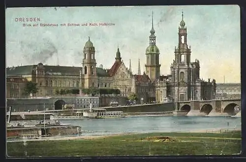 AK Dresden, Ständehaus mit Schloss u. Hofkirche