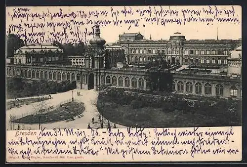 AK Dresden, Kgl. Zwinger von Webers Hotel aus