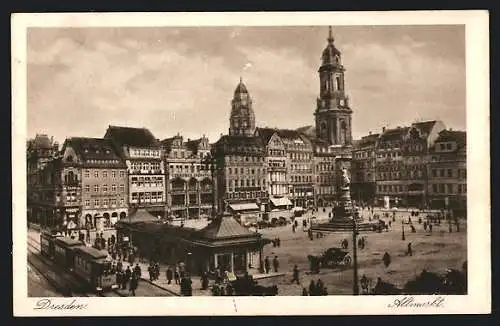 AK Dresden, Altmarkt aus der Vogelschau