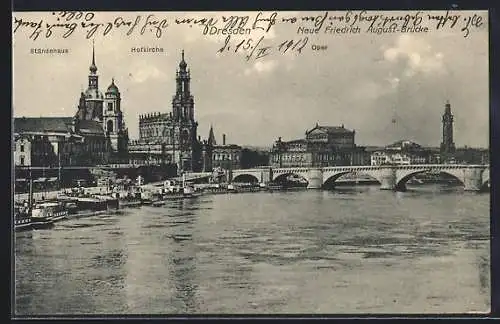 AK Dresden, Hofkirche, Ständehaus und Oper an der Elbe