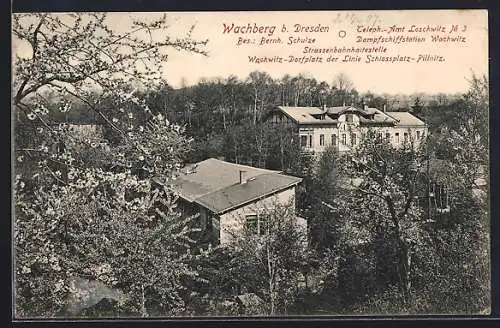 AK Dresden-Loschwitz, Wachberg, Gasthaus B. Schulze aus der Vogelschau