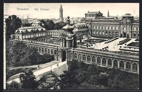 AK Dresden, Kgl. Zwinger aus der Vogelschau