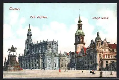 AK Dresden, Kath. Hofkirche und Königl. Schloss