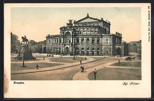 AK Dresden, auf dem Vorplatz der Kgl. Hofoper