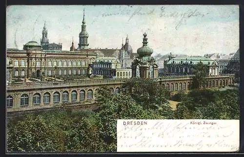 AK Dresden, Kgl. Zwinger aus der Vogelschau