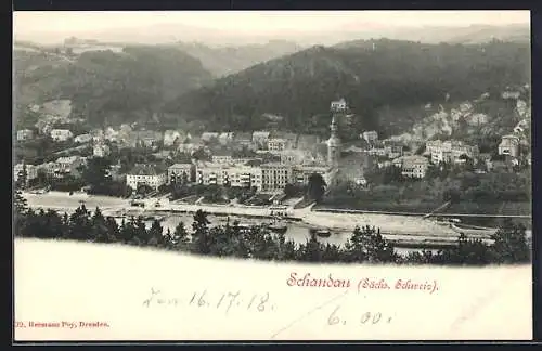 AK Bad Schandau, Gesamtansicht aus der Vogelschau