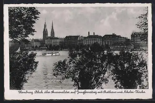 AK Hamburg-Neustadt, Aussenalster mit Jungfernstieg-Panorama