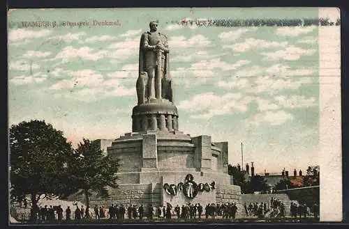 AK Hamburg-St.Pauli, Bismarck-Denkmal mit Veranstaltung