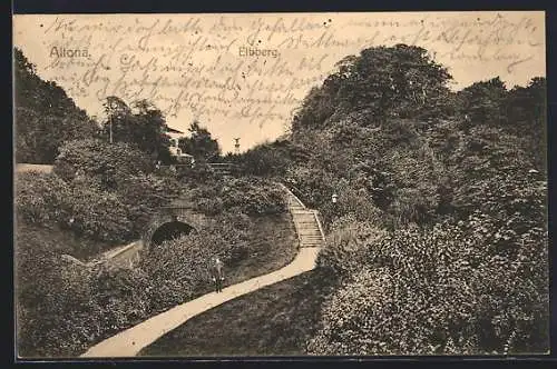 AK Hamburg-Altona, Elbberg, Treppenaufgang mit Tunnel