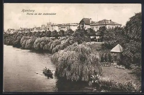 AK Hamburg-Rotherbaum, Partie an der Aussenalster