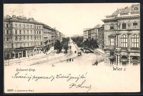 AK Wien, Kolowrat-Ring mit Strassenbahn