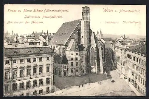 AK Wien, Kirche zu Maria Schnee, Italienische Nationalkirce und Ministerium des Aeusseren am Minoritenplatz