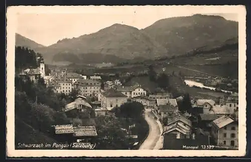 AK Schwarzach im Pongau, Strassenpartie aus der Vogelschau