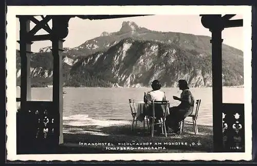 AK Pichl-Auhof am Mondsee, Strandhotel mit Schafberg-Panorama