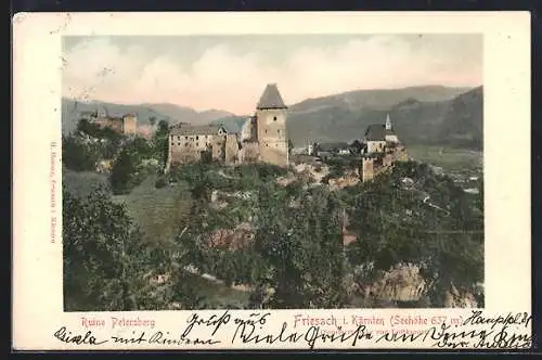 AK Friesach, Blick auf die Ruine Petersberg