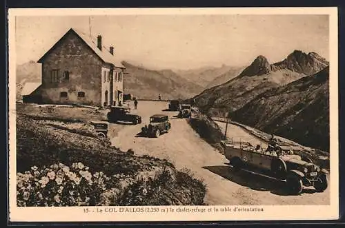 AK Le Col d`Allos, Le chalet-refuge et la table d`orientation