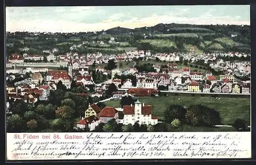 AK St. Fiden bei St. Gallen, Teilansicht mit Strassenpartie