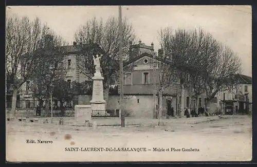 AK Saint-Laurent-de-la-Salanque, Mairie et Place Gambetta