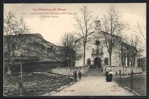 AK Saint-Laurent-de-Cerdans, L`Église Haute et paysage environnant