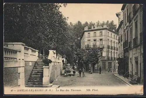 AK Amélie-les-Bains, La Rue des Thermes et ses escaliers élégants