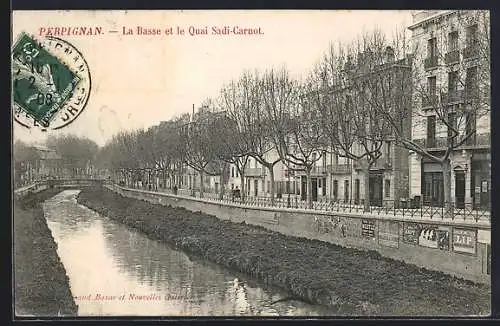 AK Perpignan, La Basse et le Quai Sadi-Carnot