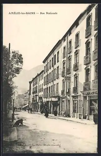 AK Amélie-les-Bains, Rue Nationale avec immeubles et commerces