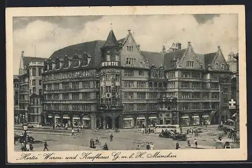 AK München-Au, belebter Bahnhofsplatz, Hertie Waren-u. Kaufhaus GmbH