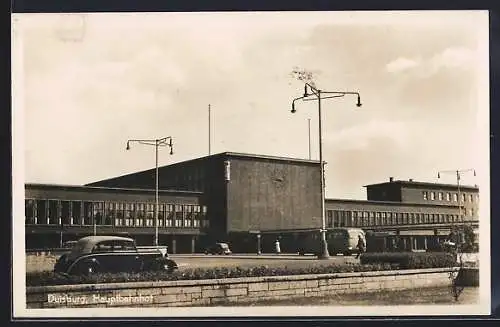 AK Duisburg, Hauptbahnhof, von der Strasse gesehen