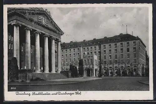 AK Duisburg, Stadttheater und Hotel Duisburger Hof