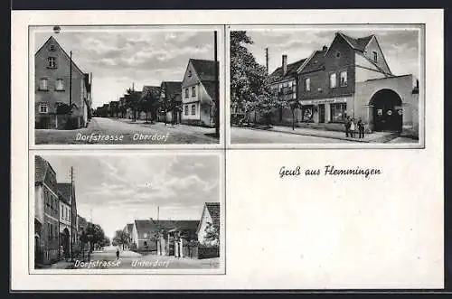 AK Flemmingen / Naumburg, Dorfstrasse Oberdorf und Unterdorf