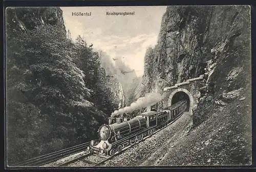 AK Höllental, Eisenbahn am Hirschsprungtunnel