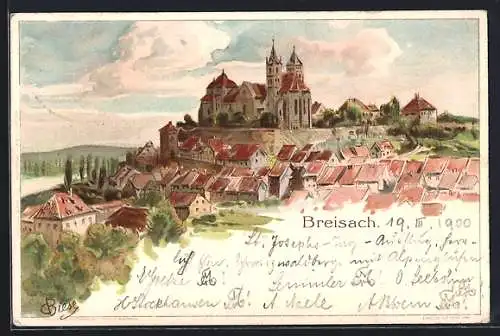 Künstler-AK C.Biese: Breisach, Blick zum Kloster