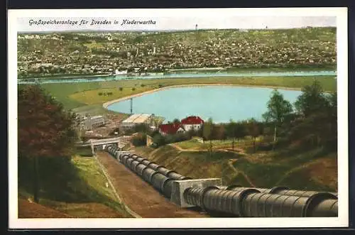 AK Niederwartha, Grossspeicheranlage am Staubecken für Dresden