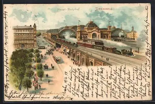 Lithographie Dresden, Haupt-Bahnhof