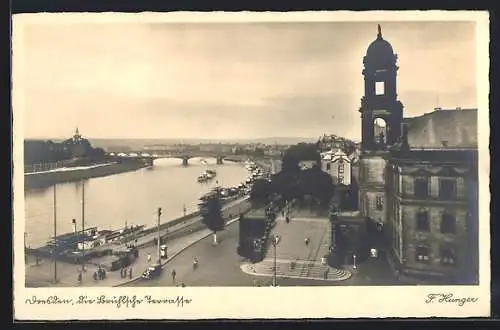 AK Dresden, Schlossplatz mit der Freitreppe zur Brühl`schen Terrasse