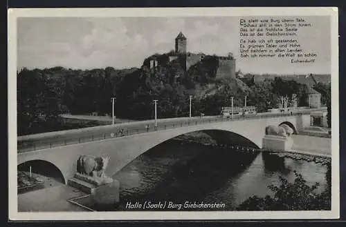 AK Halle /Saale, Burg Giebichenstein mit Brücke