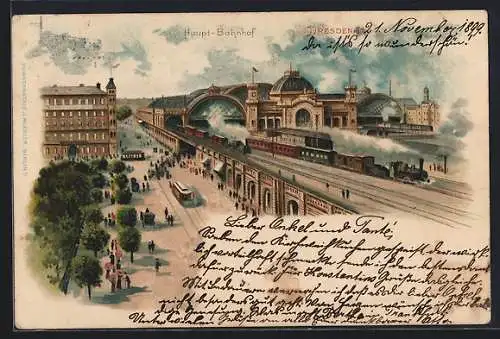 Lithographie Dresden, Haupt-Bahnhof