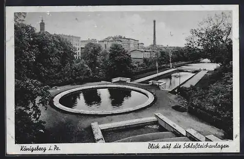 AK Königsberg, Blick auf die Schlossteichanlagen