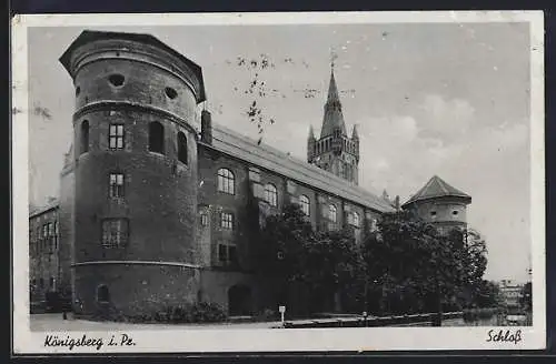 AK Königsberg, Schloss von der Strasse gesehen