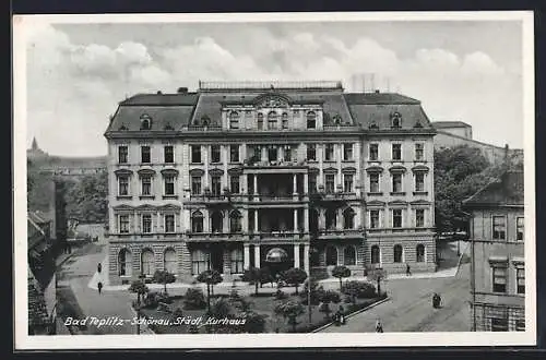 AK Teplitz Schönau / Teplice, städt. Kurhaus mit Strassen