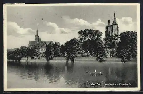 AK Breslau, Blick auf die Dominsel mit Kreuzkirche