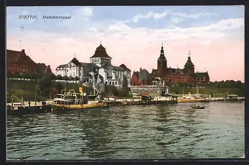 AK Stettin, Panorama mit Hakenterrasse