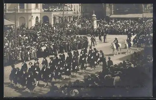 AK Wien, Kaiser-Jubiläum Huldigungs-Festzug 1908, Männer in historischem Gewand