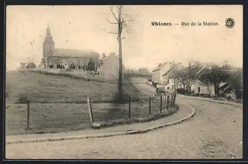 AK Rhisnes, Rue de la Station, Strassenpartie